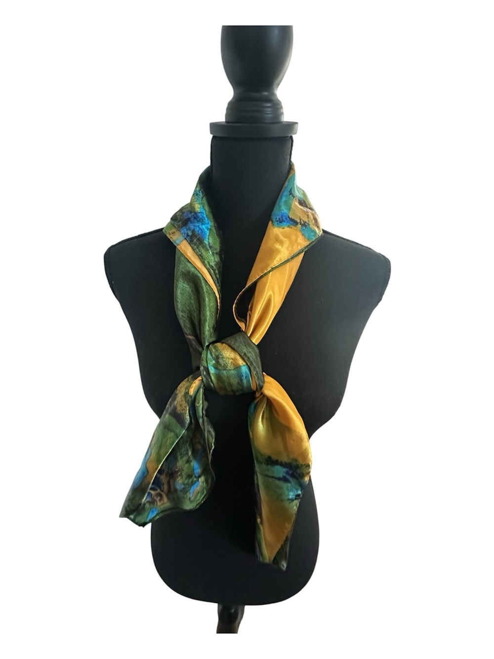 Silky Large Yellow and Green Painted Scarf - Women Accessories